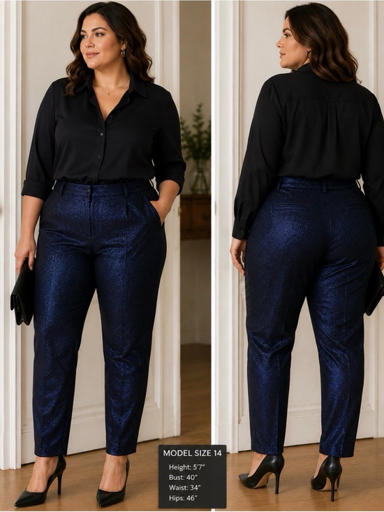 Worthington Pants - Worthington Navy Sparkle Tapered Pants